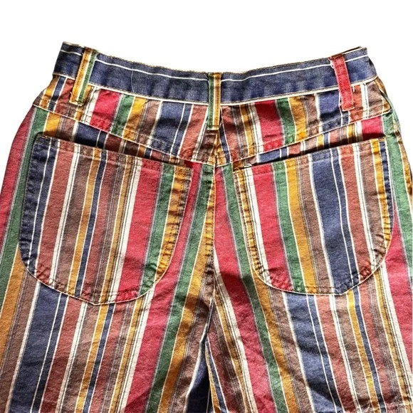 90s Y2K Jay Jacob’s Rainbow Striped Mom Jean Shorts VTG 26” High Waist Denim - Picture 4 of 7